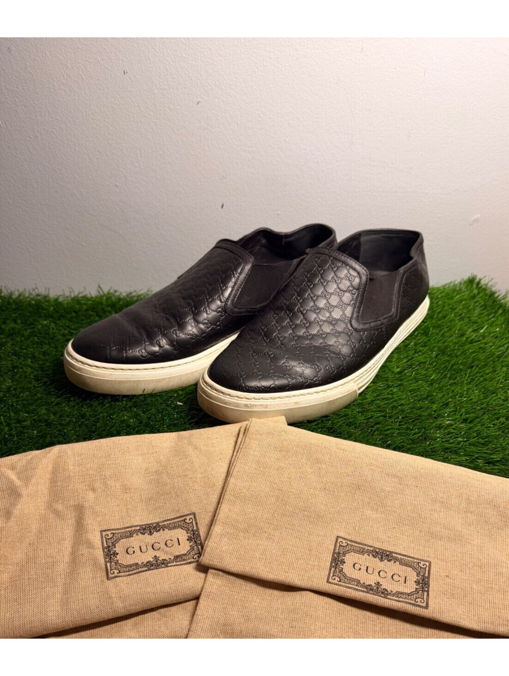 Gucci Microguccissima Monogram Leather Slip-Ons Size 9.5